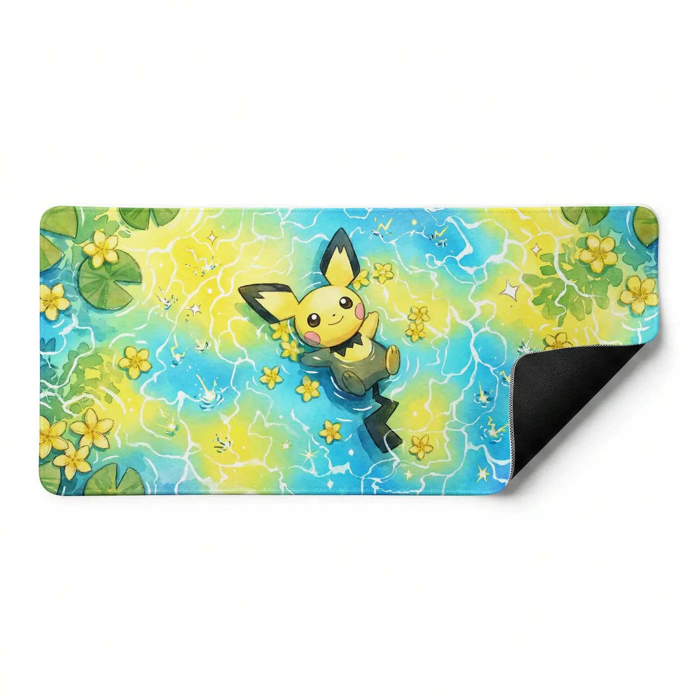 Pokemon Pichu Su ve Çiçek Tasarımlı Kaydırmaz XXL Oyuncu Mouse Pad