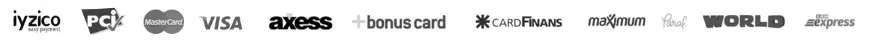 Troy, Visa, Mastercard, Maestro ödeme yöntemleri